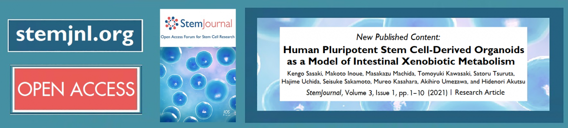 Banner linking to the new StemJournal research article with title: "Human Pluripotent Stem Cell-Derived Organoids as a Model of Intestinal Xenobiotic Metabolism"