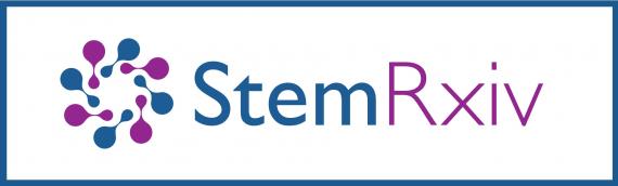 StemRxiv logo (plus border) on the StemJournal website (stem cell research preprints)
